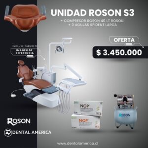 Unidad Roson S3 + Compresor 40Lts + 3 Agujas Spident Larga