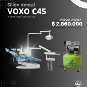 Sillón Dental Voxo C45 + Compresor Greeloy 40Lt