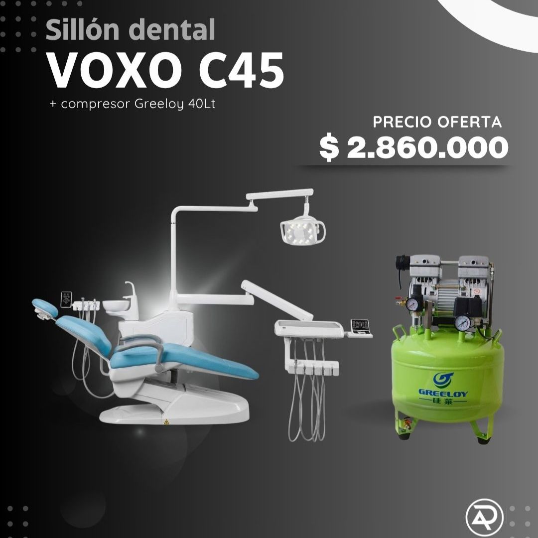 Sillón Dental Voxo C45 + Compresor Greeloy 40Lt